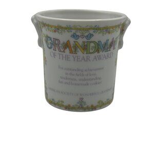 Grandma Of The Year Award Enesco Porcelain Vase 1984 Floral Border Japan